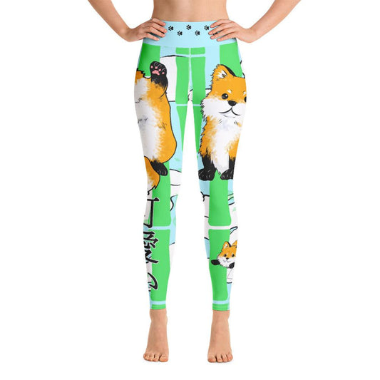 Kawaii Fox Yoga Leggings - Rocky Mountain Dragons LLC