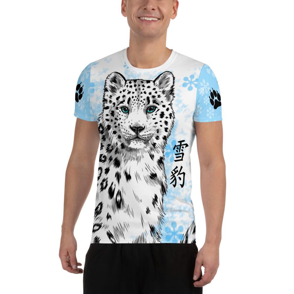 Snow Leopard Men's Athletic T-shirt - Rocky Mountain Dragons LLC