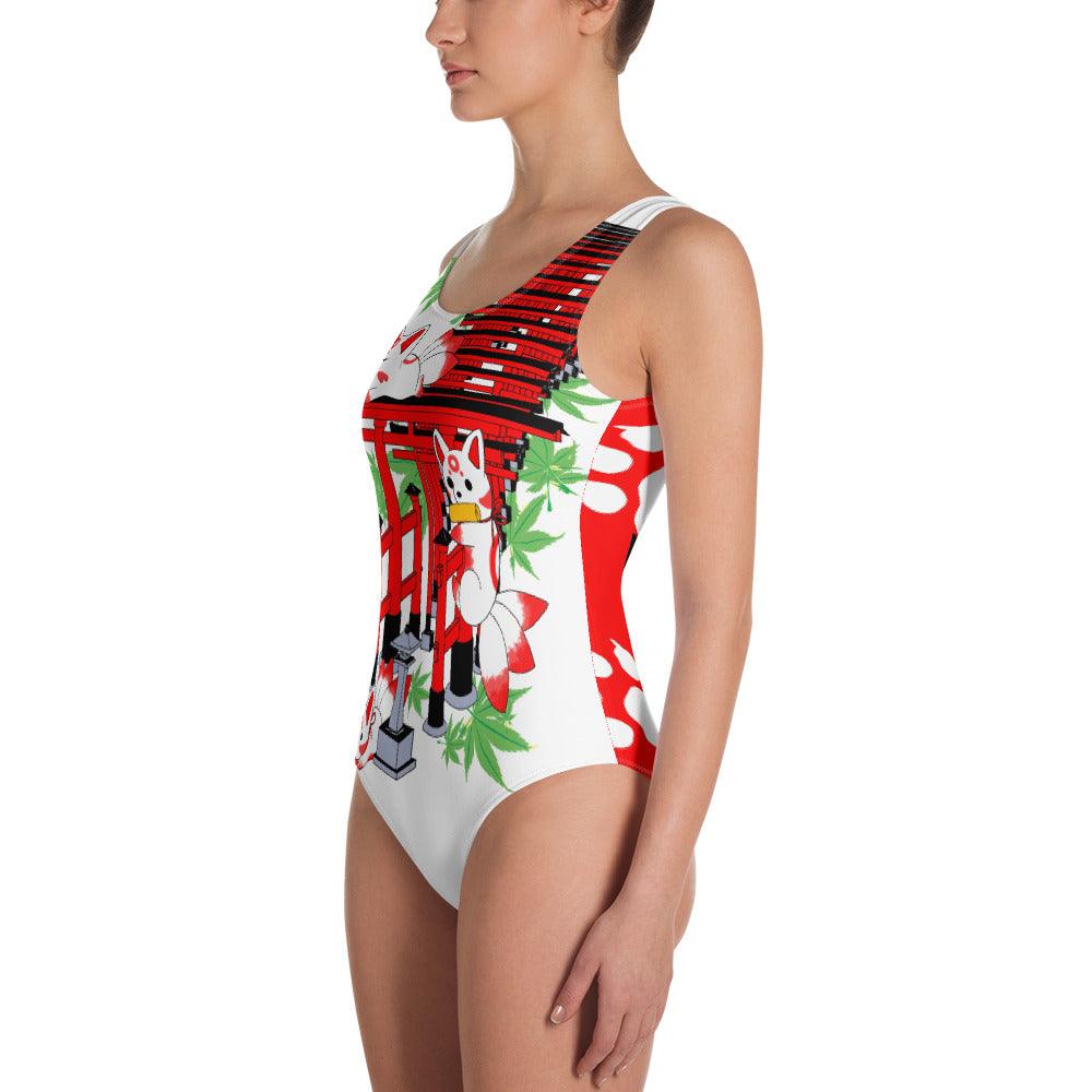 Chibi Inari Temple One-Piece Swimsuit - Rocky Mountain Dragons LLC