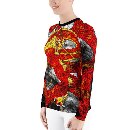 Red Imperial Dragon Women's Long Sleeve Rash Guard - Rocky Mountain Dragons LLC