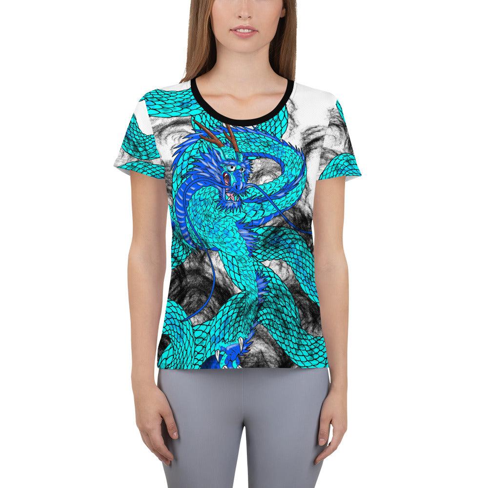 Teal Imperial Dragon Women's Athletic T-shirt - Rocky Mountain Dragons LLC