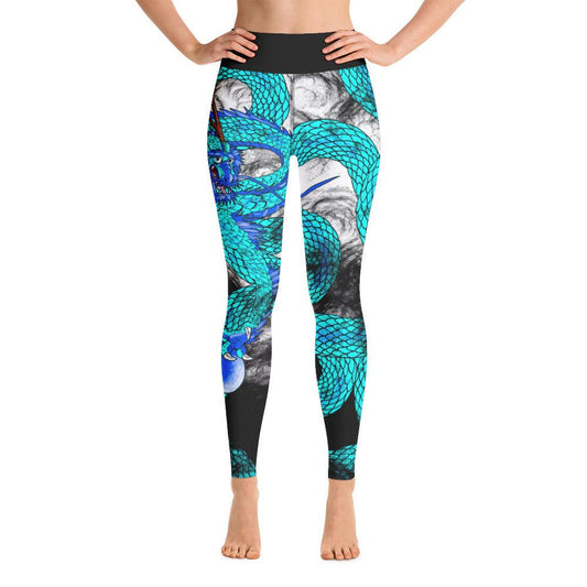 Teal Imperial Dragon Yoga Leggings - Rocky Mountain Dragons LLC