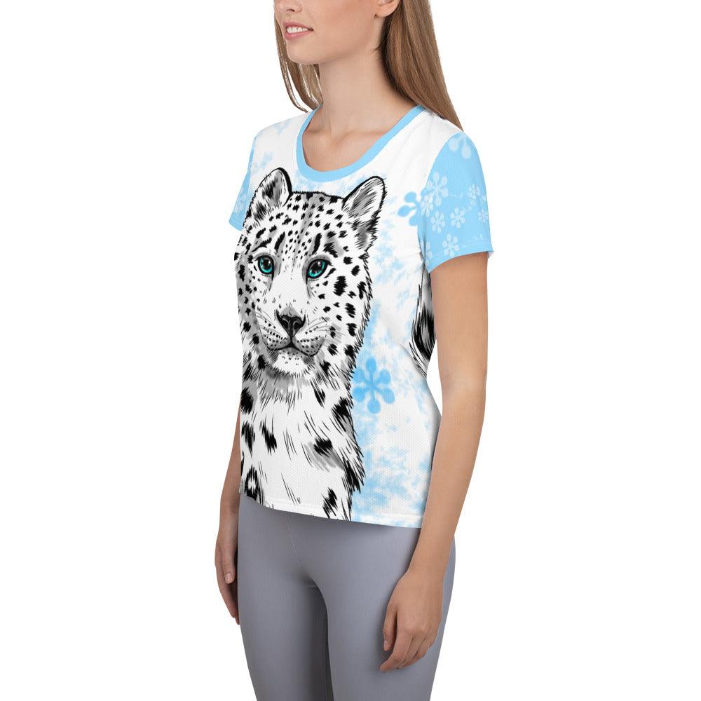 Snow Leopard Women's Athletic T-shirt - Rocky Mountain Dragons LLC