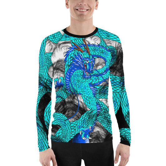 Teal Imperial Dragon Men's Long Sleeve Rash Guard - Rocky Mountain Dragons LLC