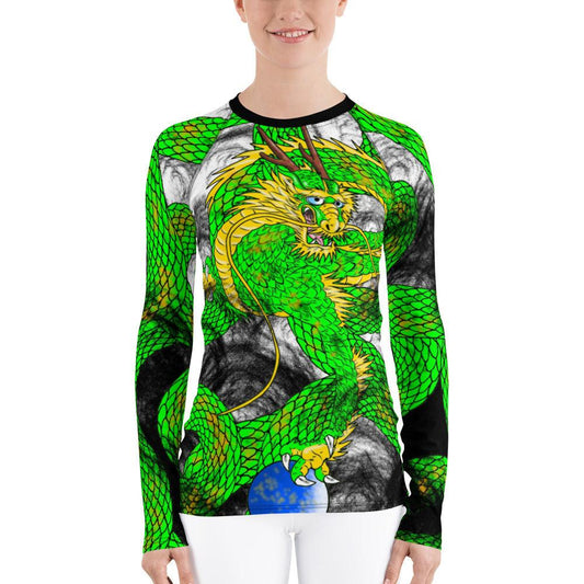 Lime Green Imperial Dragon Women's Long Sleeve Rash Guard - Rocky Mountain Dragons LLC