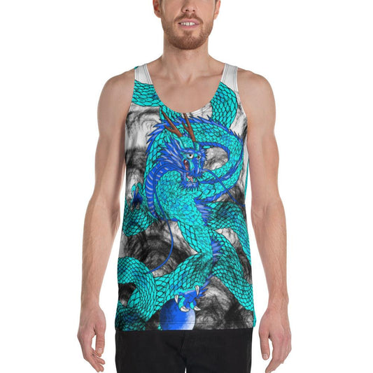 Teal Imperial Dragon Men's Tank Top - Rocky Mountain Dragons LLC