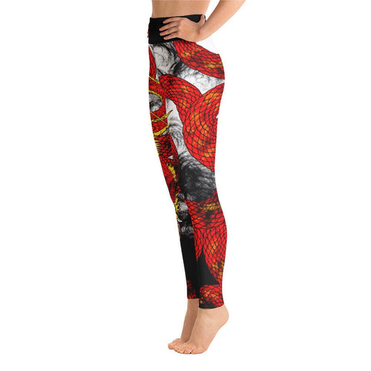 Red Imperial Dragon Yoga Leggings - Rocky Mountain Dragons LLC