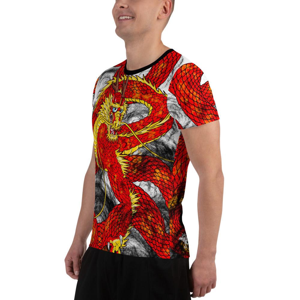 Red Imperial Dragon Men's Athletic T-shirt - Rocky Mountain Dragons LLC