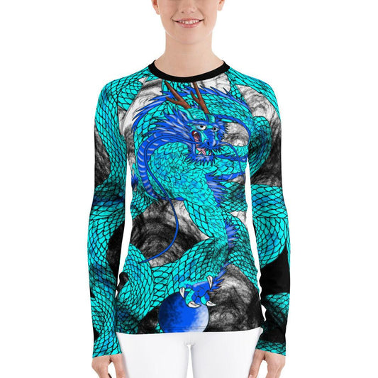 Teal Imperial Dragon Women's Long Sleeve Rash Guard - Rocky Mountain Dragons LLC