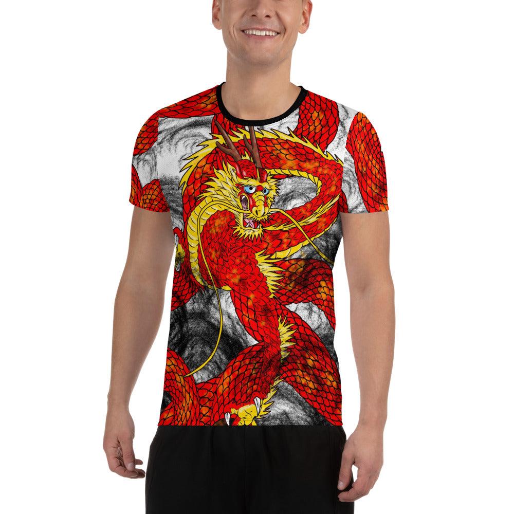 Red Imperial Dragon Men's Athletic T-shirt - Rocky Mountain Dragons LLC
