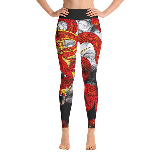 Red Imperial Dragon Yoga Leggings - Rocky Mountain Dragons LLC