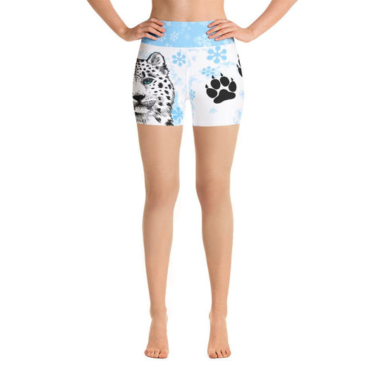 Snow Leopard Yoga Shorts - Rocky Mountain Dragons LLC