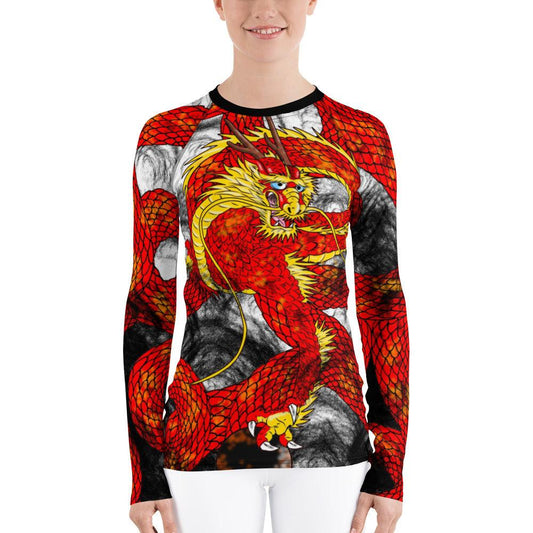 Red Imperial Dragon Women's Long Sleeve Rash Guard - Rocky Mountain Dragons LLC