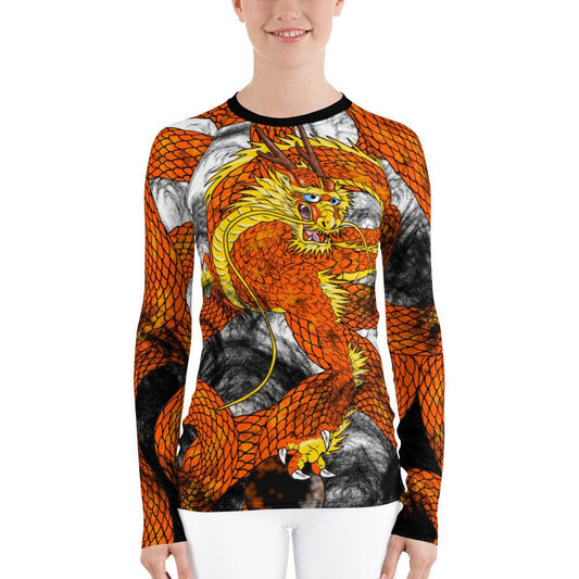 Orange Imperial Dragon Women's Long Sleeve Rash Guard - Rocky Mountain Dragons LLC