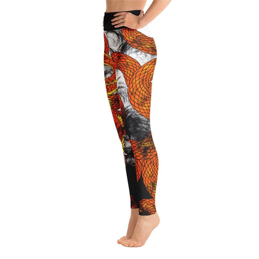 Orange Imperial Dragon Yoga Leggings - Rocky Mountain Dragons LLC