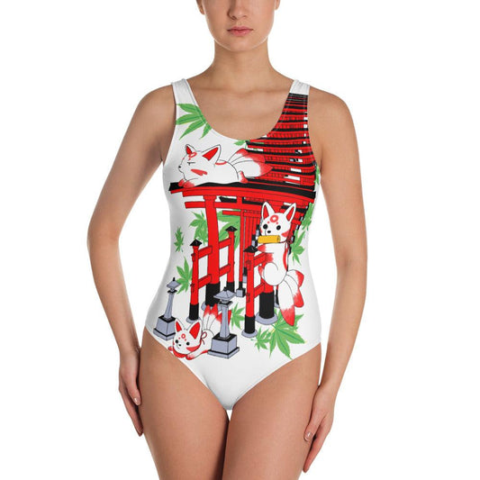 Chibi Inari Temple One-Piece Swimsuit - Rocky Mountain Dragons LLC