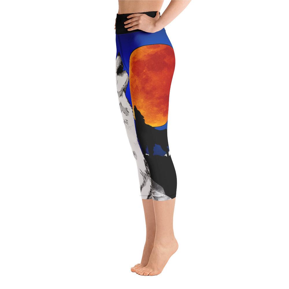 Howling Wolf Yoga Capri Leggings - Rocky Mountain Dragons LLC