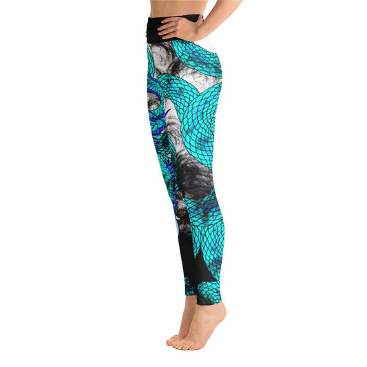 Teal Imperial Dragon Yoga Leggings - Rocky Mountain Dragons LLC