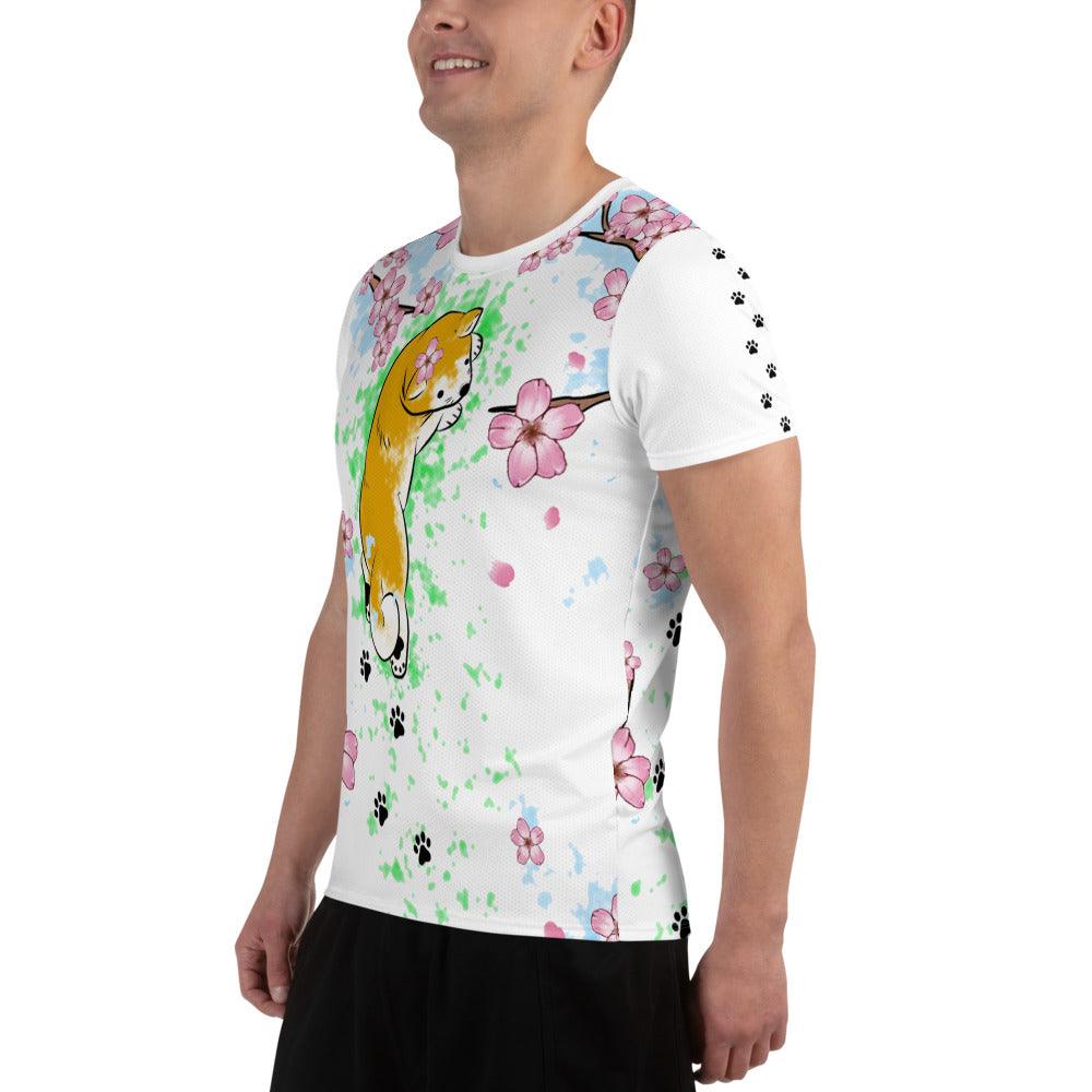 Sakura Shiba Men's Athletic T-shirt - Rocky Mountain Dragons LLC