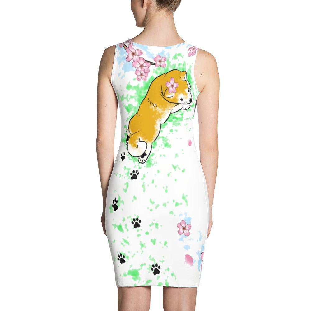 Sakura Shiba Print Dress - Rocky Mountain Dragons LLC