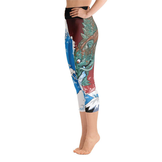 Dragon of the Waves Yoga Capri Leggings - Rocky Mountain Dragons LLC