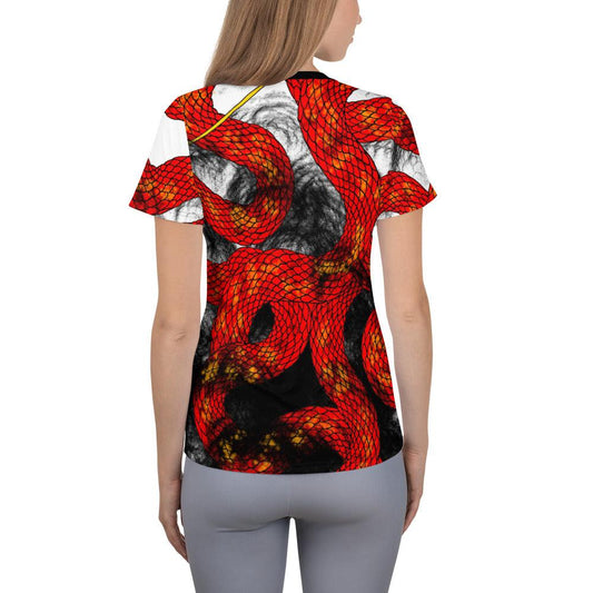 Red Imperial Dragon Women's Athletic T-shirt - Rocky Mountain Dragons LLC