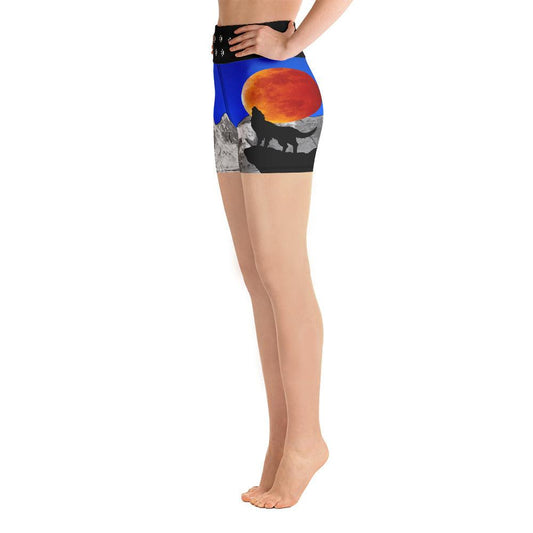 Howling Wolf Yoga Shorts - Rocky Mountain Dragons LLC