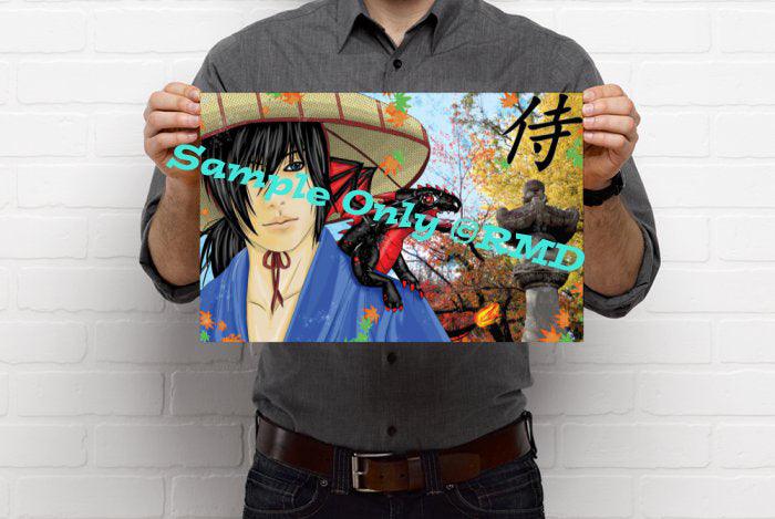 Samurai Shoulder Dragon Poster - Rocky Mountain Dragons LLC